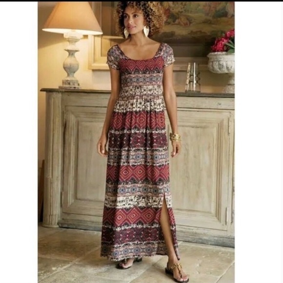 Soft Surroundings Macelo Merlot Bohemian Style Maxi Dress - Picture 1 of 11